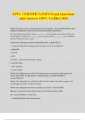 EPIC CERTIFICATION Exam Questions and Answers 100&percnt; Verified 2024