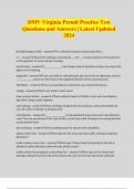 DMV Virginia Permit Practice Test Questions and Answers &vert; Latest Updated 2024
