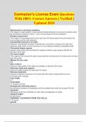 Contractor's License Exam Questions With 100&percnt; Correct Answers &vert; Verified &vert; Updated 2024
