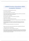 LMSW Practice Questions With  Complete Solution