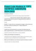 BEST ANSWERS Penal Code Module 8 100&percnt;  VERIFIED ANSWERS  2024&sol;2025