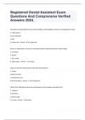 Registered Dental Assistant Exam  Questions And Comprensive Verified Answers 2024