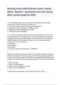Nursing home administrator exam (James Allen) Section 1 questions from the James Allen review guide for NHA