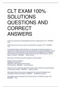 CLT EXAM 100%  SOLUTIONS  QUESTIONS AND  CORRECT  ANSWERS