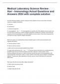 Medical Laboratory Science Review- Harr - Immunology Actual Questions and Answers 2024 with complete solution