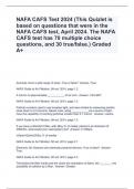 NAFA CAFS Test 2024 (This Quizlet is based on questions that were in the NAFA CAFS test, April 2024. The NAFA CAFS test has 70 multiple choice questions, and 30 true/false.) Graded A+