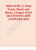 MED SURG 2 Final Exam Shock and Burns Chapter 53 and 54 QUESTIONS AND ANSWERS 2024