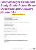 FOOD MANAGER EXAMS AND STUDY GUIDE  WITH ACTUAL QUESTIONS AND ANSWERS |2024 (NEWEST) GRADED A+