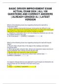 BASIC DRIVER IMPROVEMENT EXAM ACTUAL EXAM 2024 &vert; ALL 100 QUESTIONS AND CORRECT ANSWERS &vert; ALREADY GRADED A&plus; &vert; LATEST VERSION