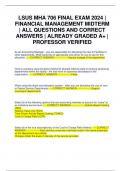 LSUS MHA 706 FINAL EXAM 2024 | FINANCIAL MANAGEMENT MIDTERM | ALL QUESTIONS AND CORRECT ANSWERS | ALREADY GRADED A+ | PROFESSOR VERIFIED