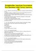 Straighterline American Government Test Questions with Correct Answers, A+