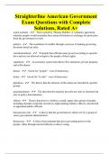 Straighterline American Government Exam Questions with Complete Solutions, Rated A+