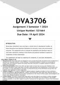 DVA3706 Assignment 3 &lpar;ANSWERS&rpar; Semester 1 2024 - DISTINCTION GUARANTEED