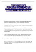 ABPMR-PHYSICAL REHABILITATION IN ATHLETIC TRAINING AND SPORTS MEDICINE EXAM QUESTIONS & ANSWERS