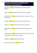  Physical Assessment WCU Final Questions And Answers 