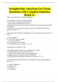 Straighterline American Gov Exam Questions with Complete Solutions, Rated A+