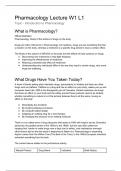 Module Introduction - Lecture notes Introduction to Pharmacology & Physiology (LIFE106) 