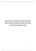 Essentials of Psychiatric Nursing 2nd Edition Boyd LuebbertTest Bank (Answers Are Given  At The End Of Chapters 100%)