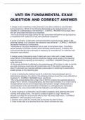 VATI RN FUNDAMENTAL EXAM  QUESTION AND CORRECT ANSWER