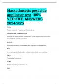 Massachusetts pesticide applicator test 100&percnt;  VERIFIED ANSWERS  2024&sol;2025
