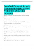 SonicWall Network Security Administrator (SNSA) 100%  VERIFIED ANSWERS  2024/2025