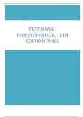 Test Bank - Biopsychology, 11th Edition Pinel