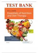 TEST BANK FOR WILLIAMS' ESSENTIALS OF NUTRITION AND DIET THERAPY, 12TH EDITION BY ELEANOR SCHLENKER 100% VERIFIED ANSWERS 2024/2025