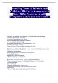 Nursing Care of Infants and Children Midterm Assessment Test 2024 Questions with Complete Solutions Graded A+