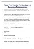 Texas Food Handler Training Course&vert;  Question & Correct Answer