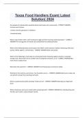 Texas Food Handlers Exam&vert; Latest  Solution&vert; 2024