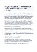 Chapter 10: GENERAL INFORMATION  FOR CLASS D "CHAUFFEUR'S"  LICENSE