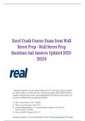    Excel Crash Course Exam from Wall Street Prep - Wall Street Prep Questions And Answers Updated 2023- 2024