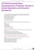 ATI RN PROCTORED EXAMS COMPREHENSIVE PREDICTOR VERSION 5 WITH ACTUAL QUESTIONS AND RATIONALES |2024 (NEWEST) GRADED A+