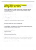 WGU C724 Information Systems Management Unit 8 Test bank multiple choice &lpar;with answers&rpar;