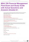 MHA 706 FINANCIAL MANAGEMENTS FINAL EXAMS AND STUDY GUIDE EXAMS WITH ACTUAL QUESTIONS AND ANSWERS |2024 (NEWEST) GRADED A+