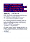 UPDATED LETRS ASSESSMENT TEST COMBINED UNIT 1-8 WITH QUESTIONS AND CORRECT ANSWERS 2023-2024