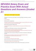 NEVADA NOTARY EXAMS AND PRACTICE EXAMS WITH ACTUAL QUESTIONS AND ANSWERS |2024 GRADED A+