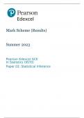 Pearson Edexcel GCE In Statistics (9ST0) Paper 02: Statistical Inference summer june 2023 marking scheme