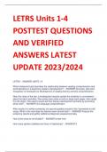 UPDATED LETRS Units 1-4 POSTTEST QUESTIONS AND VERIFIED ANSWERS LATEST 2023/2024