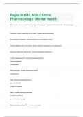 Regis NU641 ADV Clinical Pharmacology: Mental Health Questions and Answers with complete