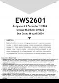 EWS2601 Assignment 2 (ANSWERS) Semester 1 2024  - DISTINCTION GUARANTEED.
