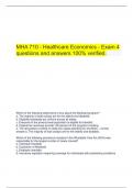 MHA 710 - Healthcare Economics - Exam 4 questions and answers 100% verified.
