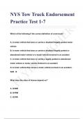 NYS Tow Truck Endorsement Practice Test 1-7 QUESTIONS & ANSWERS ( A+ GRADED 100% VERIFIED)
