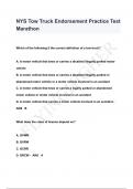 NYS Tow Truck Endorsement Practice Test Marathon QUESTIONS & ANSWERS 2024 ( A+ GRADED 100% VERIFIED)