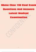 Nbme Cbse 196 Real Exam Questions And Answers Latest Medical Examination.