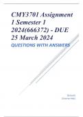CMY3701 Assignment 1 Semester 1 2024(666372) - DUE 25 March 2024