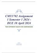 CMY3702 Assignment 1 Semester 1 2024 - DUE 10 April 2024 (INCLUDES TWO ESSAYS)