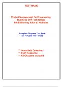 Test Bank for Project Management for Engineering, Business and Technology, 6th Edition Nicholas (All Chapters included)