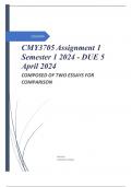 CMY3705 Assignment 1 Semester 1 2024 - DUE 5 April 2024 (TWO ESSAYS FOR COMPARISON)