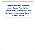 Texas principles practice  exam &sol; Texas Principles 1  Exam Practice Questions And  Answers - Champions School  of Real Estate